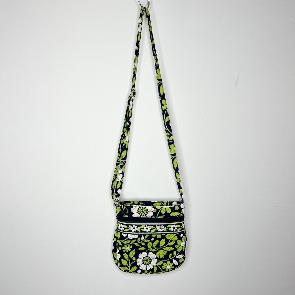Vera Bradley Green And White Floral Quilted Crossbody Bag